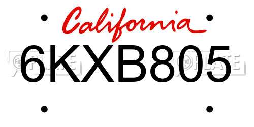 6KXB805 California License Plate