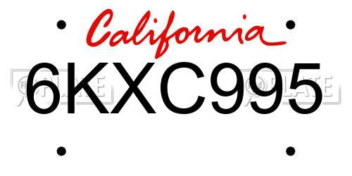 6KXC995 California License Plate