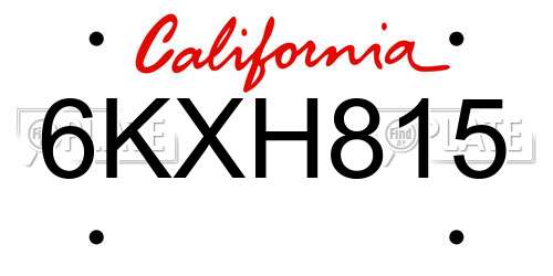6KXH815 California License Plate