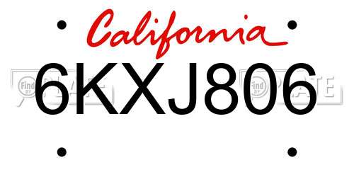 6KXJ806 California License Plate