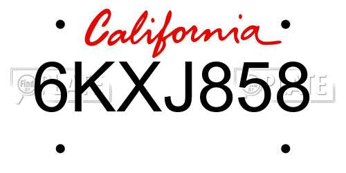 6KXJ858 license plate in CA state
