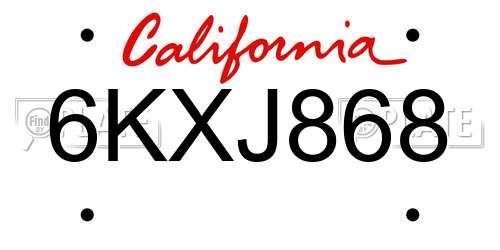6KXJ868 California License Plate