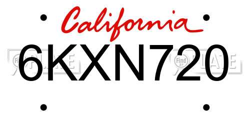 6KXN720 California License Plate