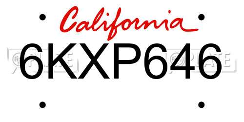 6KXP646 California License Plate