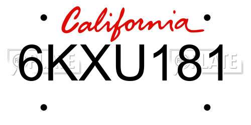 6KXU181 California License Plate