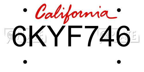 6KYF746 California License Plate