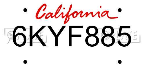 6KYF885 California License Plate