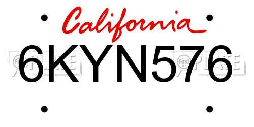 6KYN576 California License Plate