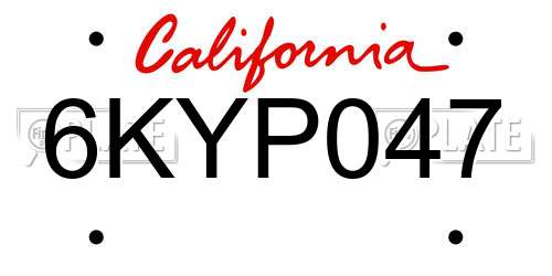 6KYP047 California License Plate