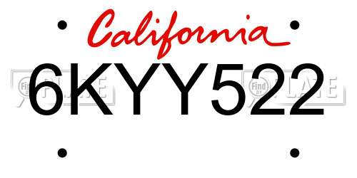 6KYY522 California License Plate