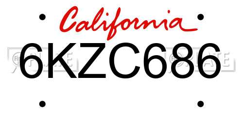 6KZC686 California License Plate