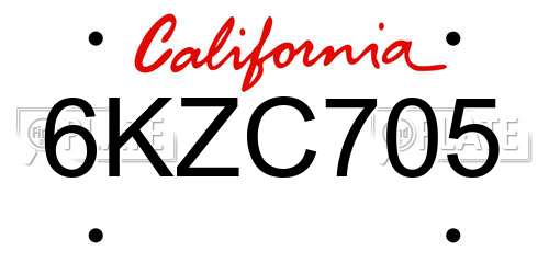 6KZC705 California License Plate