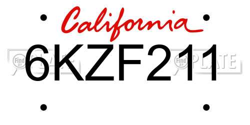 6KZF211 California License Plate