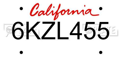 6KZL455 California License Plate