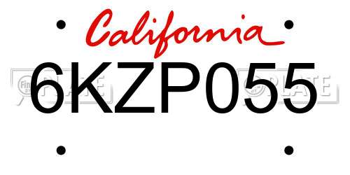 6KZP055 California License Plate