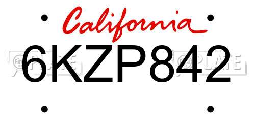 6KZP842 California License Plate