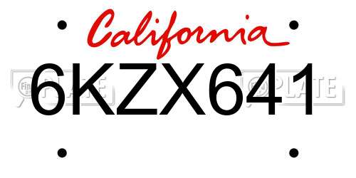 6KZX641 California License Plate
