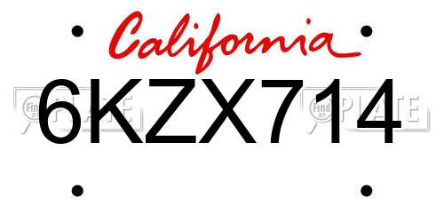 6KZX714 California License Plate
