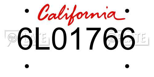 6L01766 California License Plate