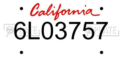 6L03757 California License Plate