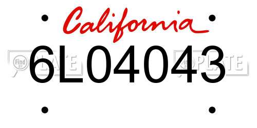 6L04043 California License Plate