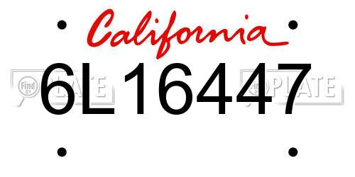 6L16447 California License Plate