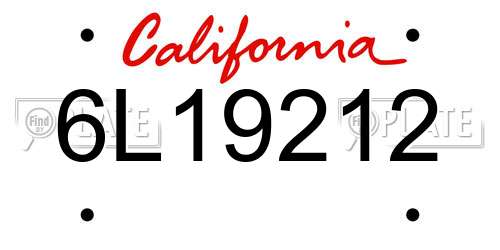6L19212 California License Plate