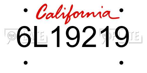 6L19219 California License Plate