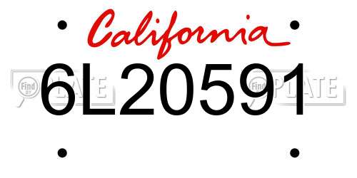 6L20591 California License Plate