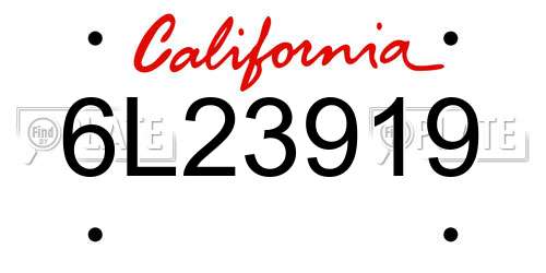 6L23919 California License Plate