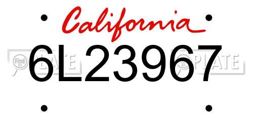 6L23967 California License Plate
