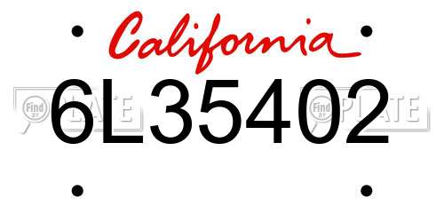 6L35402 California License Plate