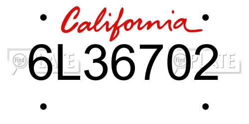 6L36702 California License Plate