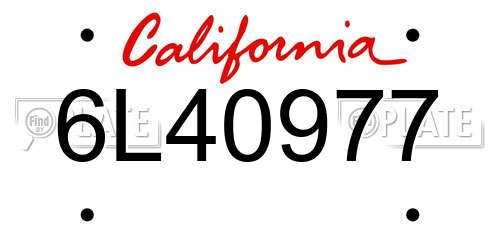 6L40977 California License Plate