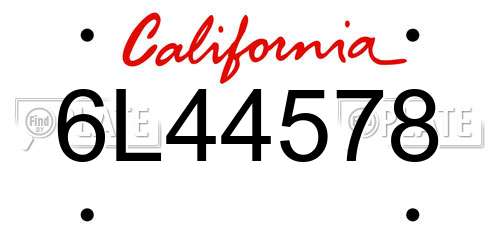 6L44578 California License Plate