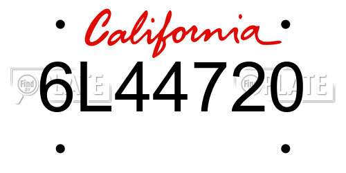 6L44720 California License Plate