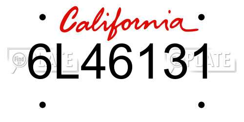 6L46131 California License Plate