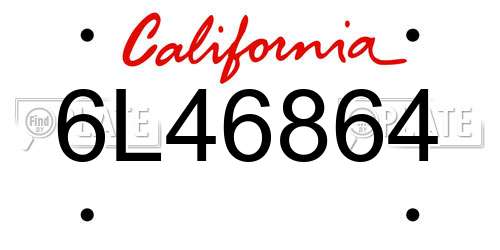 6L46864 California License Plate