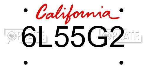 6L55G2 California License Plate