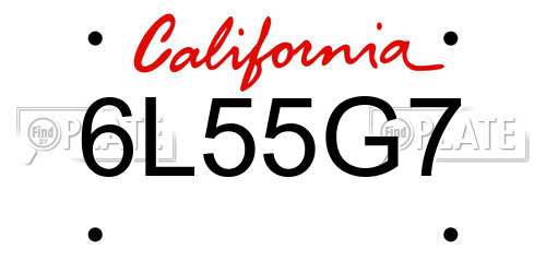 6L55G7 California License Plate