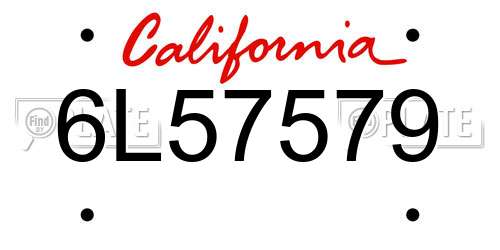 6L57579 California License Plate