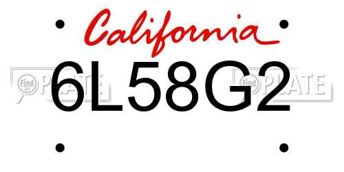 6L58G2 California License Plate