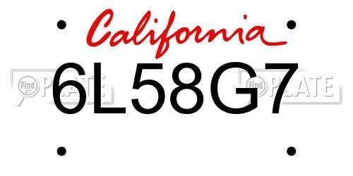 6L58G7 California License Plate