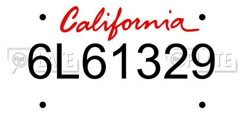 6L61329 California License Plate