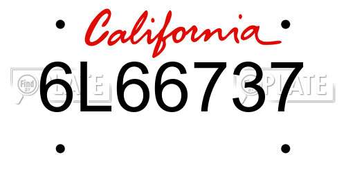 6L66737 California License Plate
