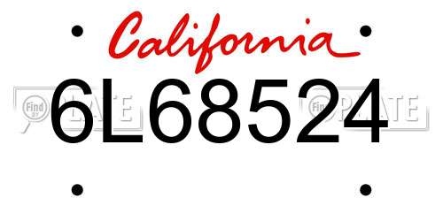 6L68524 California License Plate