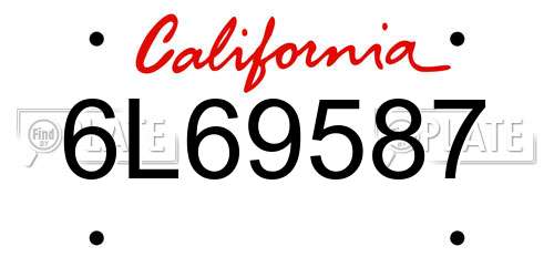6L69587 California License Plate