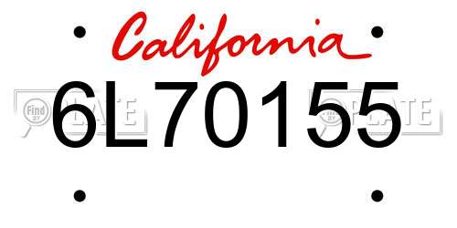 6L70155 California License Plate