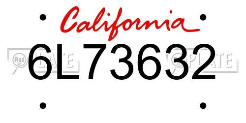 6L73632 California License Plate