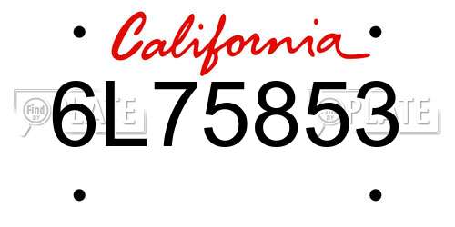 6L75853 California License Plate